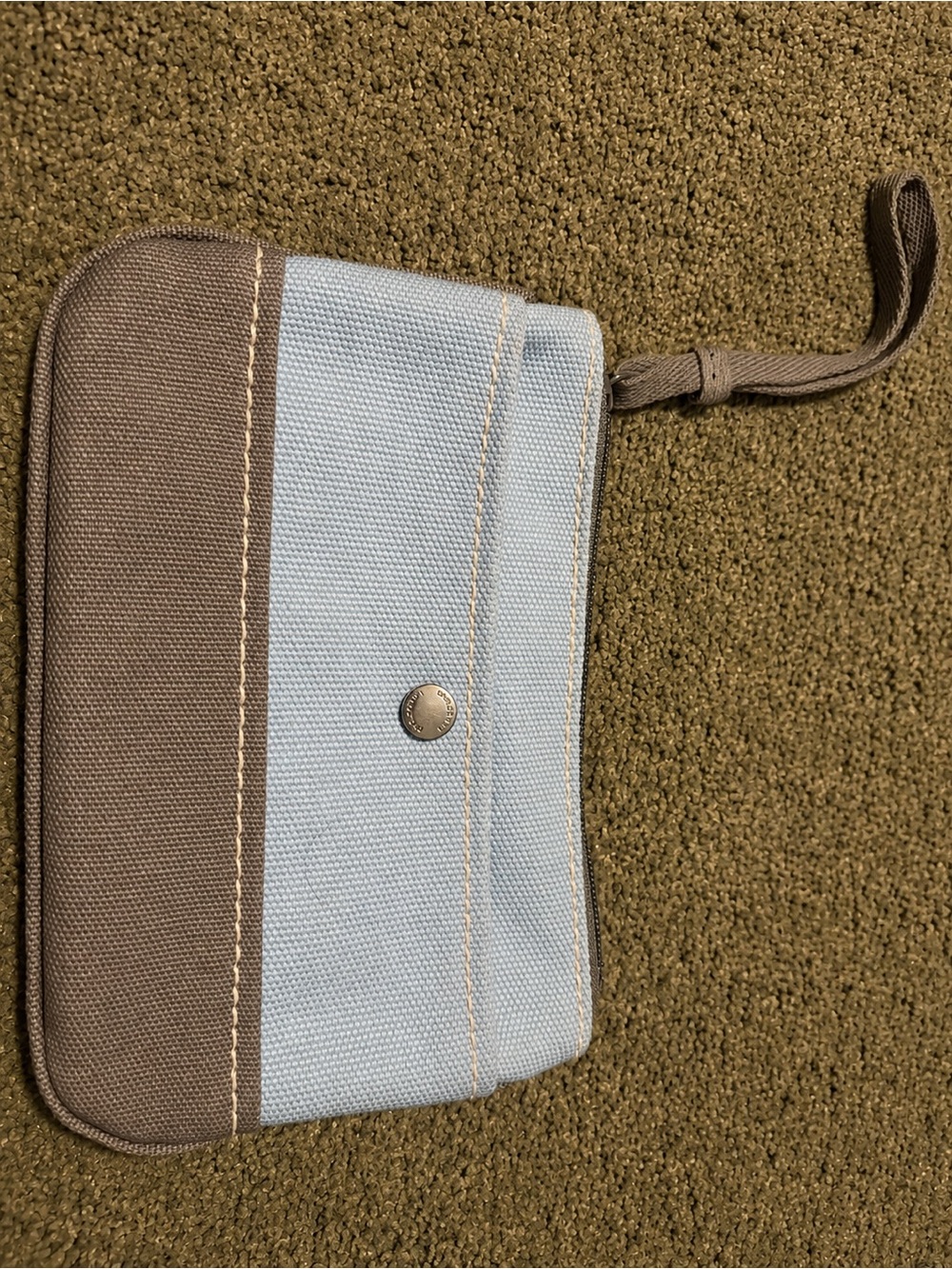 Lands' End Two-Tone Canvas Wristlet in Light Blue and Brown